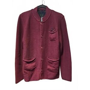 P. Langella Uomo Mens Burgundy Cardigan w/Pockets Made In Italy Size S. NWT
